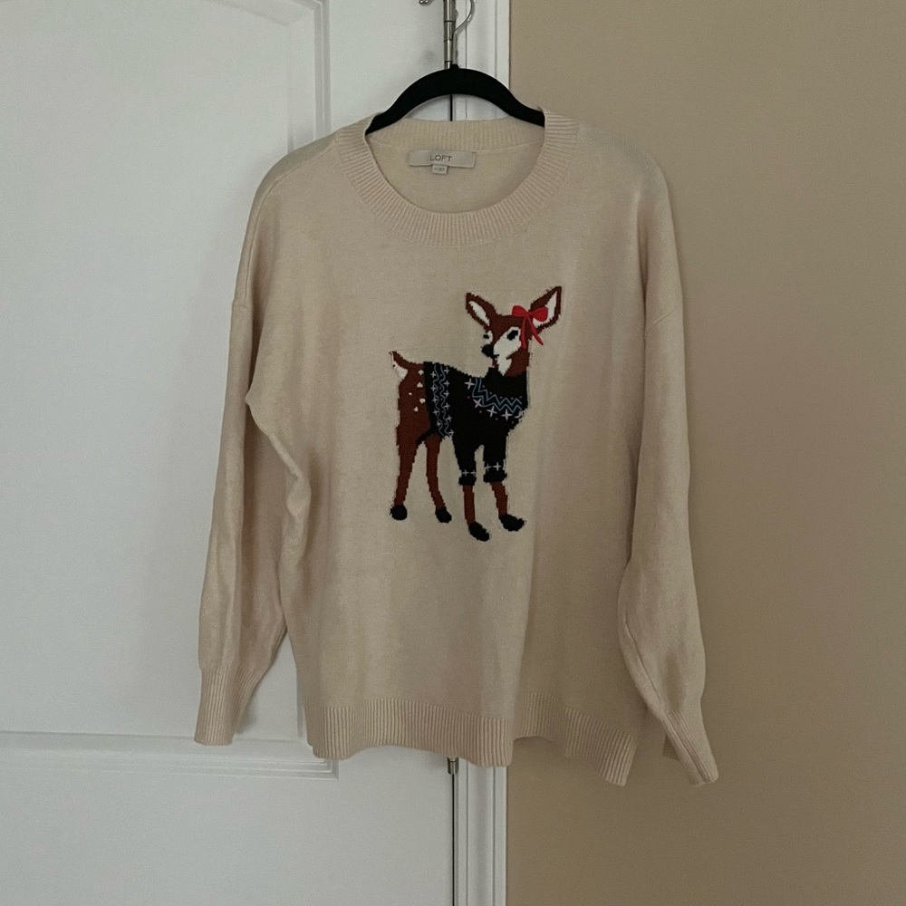 ‘LOFT Holiday Deer Everyday Sweater